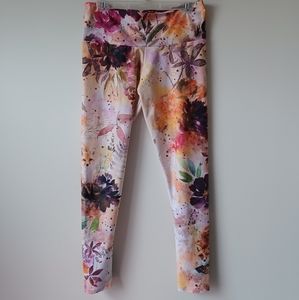 Legging Petite Fée (made in Quebec) Size X-Large Color Cream with flowers